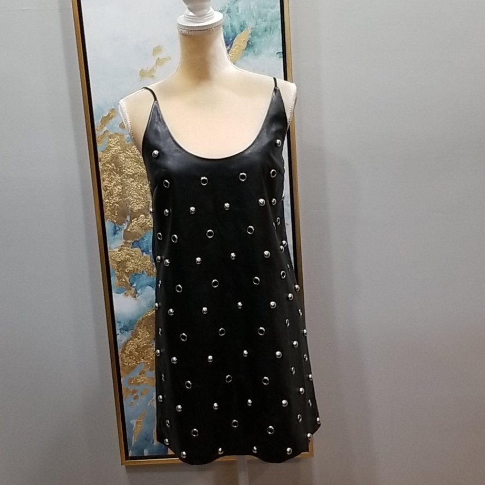 DO+BE BLACK FAUX LEATHER SILVER GROMMET DRESS